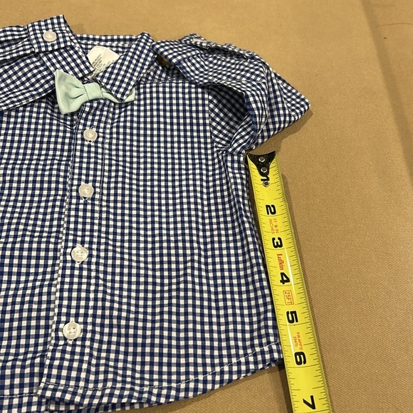 Max & Molly Blue Checkered Shirt with Bow Tie Infant Size 6 Months - Picture 8 of 10